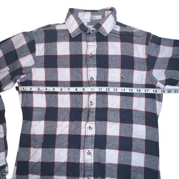 Vtg Brigade Shirt Mens Medium Button Front Collared Black White Plaid Cotton - Picture 8 of 10